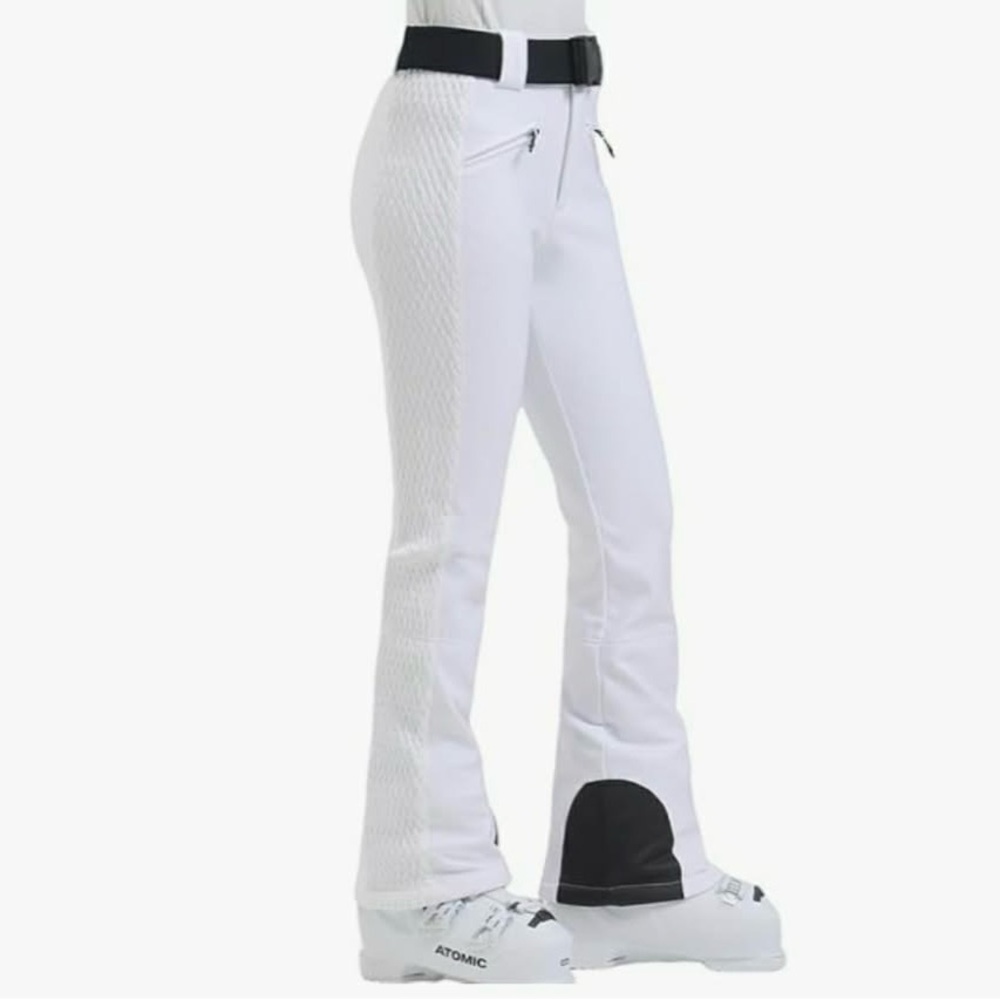 GSOU SNOW White slim insulated snowboard ski pants with textured side panels NWT